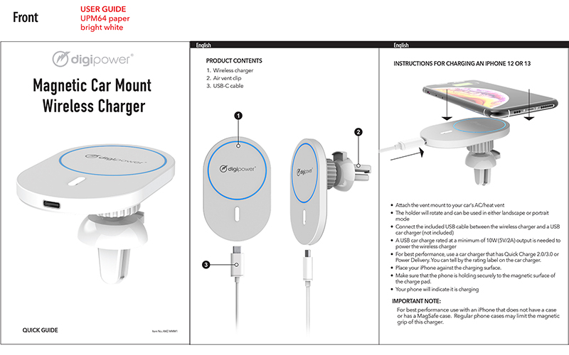 user_guide MAGNETIC CAR MOUNT WIRELESS CHARGER