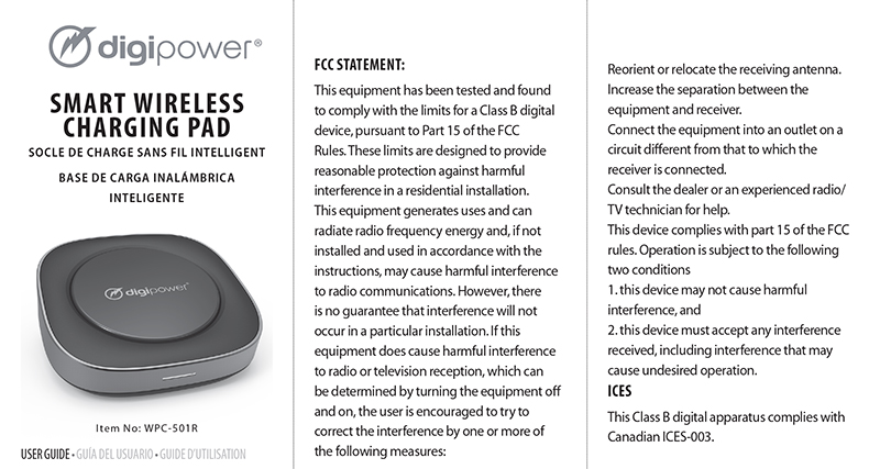 user_guide SMART WIRELESS CHARGING PAD