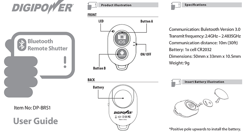 user_guide BLUETOOTH REMOTE SHUTTER