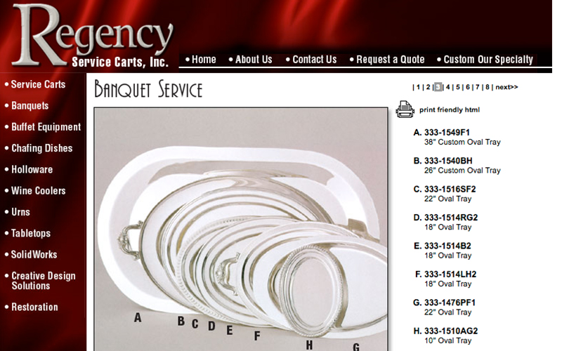 Regensy web page Trays