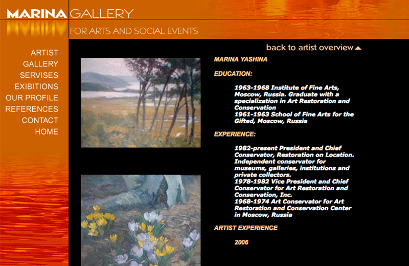 Marina Gallery web page