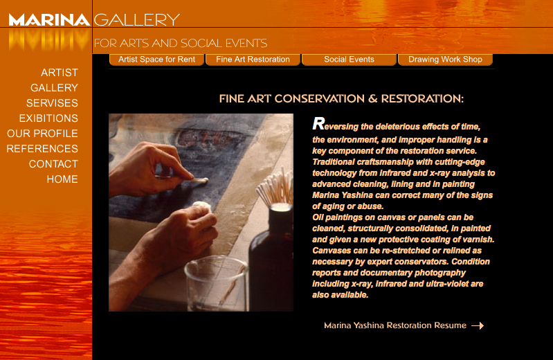 Marina Gallery web page