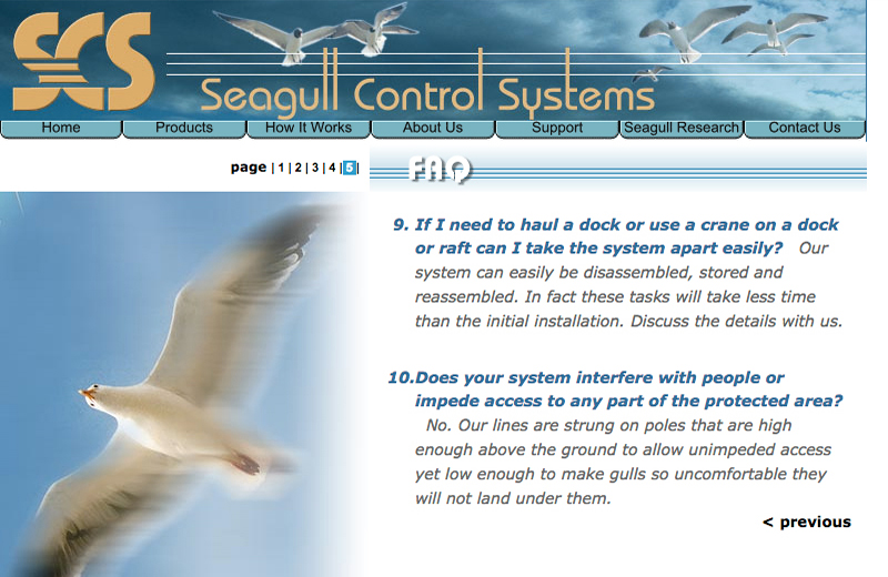 Seagull Control Systems page