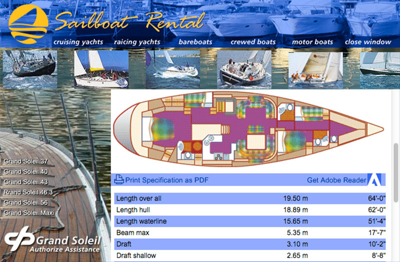 Sailboat Rental LTD.  page