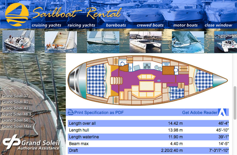 Sailboat Rental LTD.  page