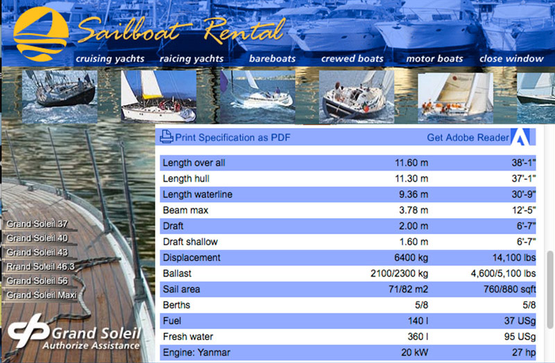Sailboat Rental LTD.  page