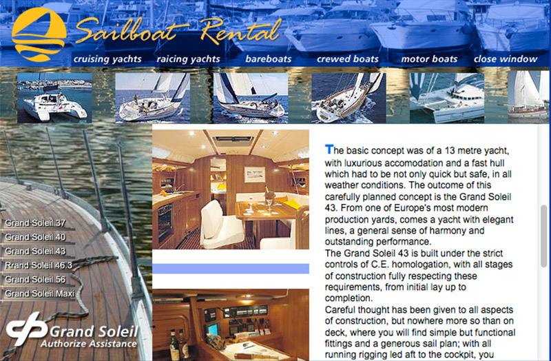 Sailboat Rental LTD.  page