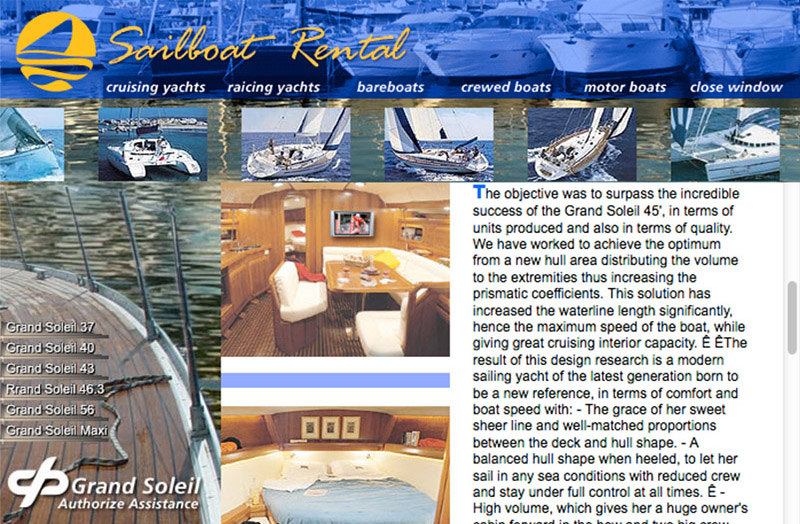 Sailboat Rental LTD.  page